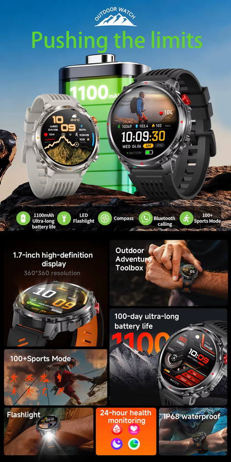 ChiBear Smartwatch, Schwarz, Silikon, Herren - Bild 2