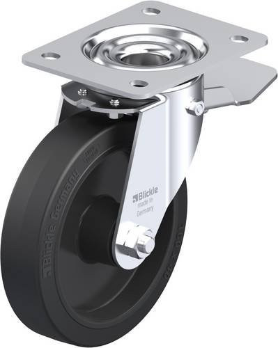 Blickle Lenkrolle LE-POEV 161XR-ST mit Feststeller, Rad-Durchmesser: 160 mm, Tragfähigkeit: 300 kg, Stahl und Kunststoff, grau-schwarz - Bild 1