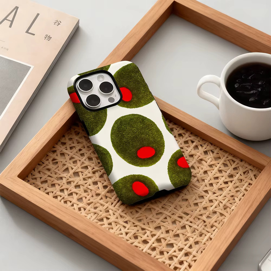 Potdemiel Olive Dot Handyhülle für iPhone 17 16 15 14 13 12 Pro Max Plus mit doppelschichtiger Rückseite in Grün Multicolour - Bild 3