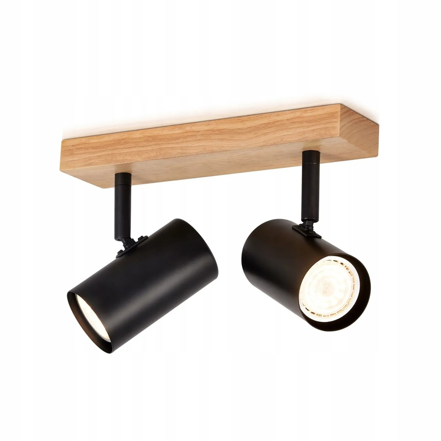 NETTLIFE 2er Set Deckenstrahler aus schwarzem Holz und Metall im Industrie Retro Stil, GU10, verstellbar - Bild 2