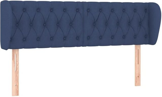 vidaXL Kopfteil mit Ohren in Blau, gepolstertes Stoff-Kopfteil, Breite: 163 cm, Tiefe: 23 cm, Höhe: 78-88 cm - Bild 1