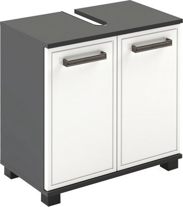 Schildmeyer Waschbeckenunterschrank Adana in Anthrazit, Weiß Hochglanz und Schwarz, B/H/T: 59,8 x 62,4 x 32,6 cm - Bild 1
