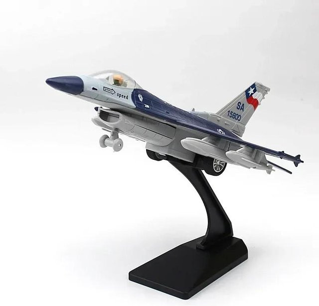 Linyi toy car F16 Legierungs-Kampfflugzeugmodell, grau, akustooptisch, ab 14 Jahren - Bild 1