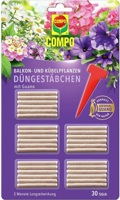 Compo Düngestäbchen mit Guano für Balkon- und Kübelpflanzen, 30 Stück - Bild 1