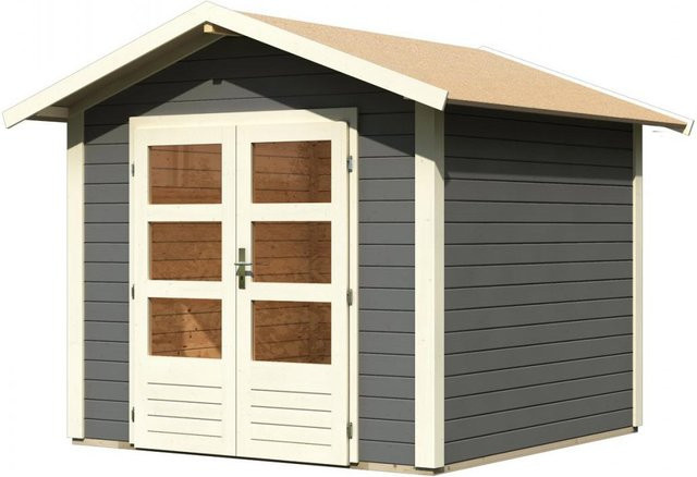 KARIBU Gartenhaus Talkau 4 aus Holz in Terragrau, B/H/T: 244 x 230 x 244 cm - Bild 3