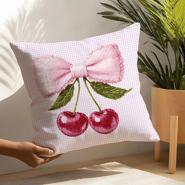 JMG Clothing Kissenbezug mit Kirsch-Design in Pink aus Leinen, B/B/H: 40 x 40 x 40 cm - Bild 1