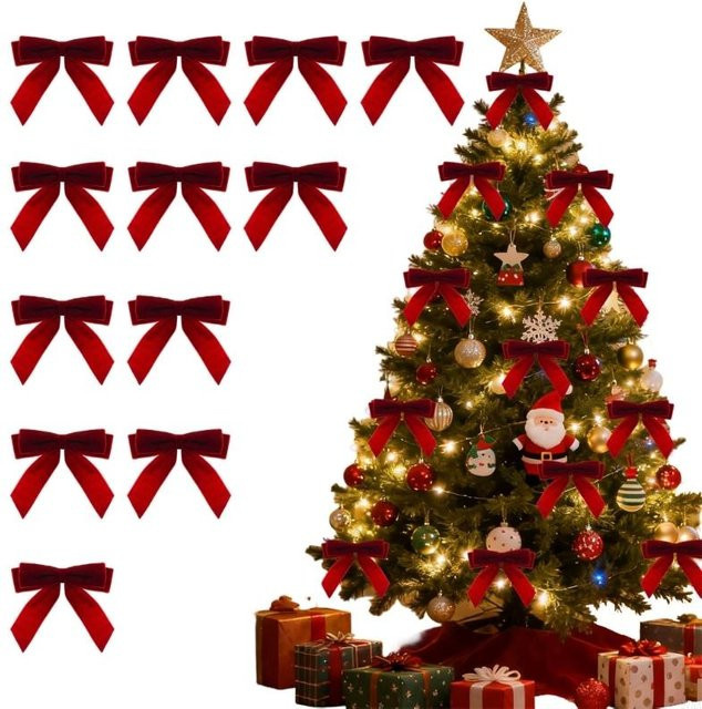 YAS Samt-Schleifen-Ornament in Braun als Weihnachts-Hängeanhänger für deine Feiertagsdekoration - Bild 1