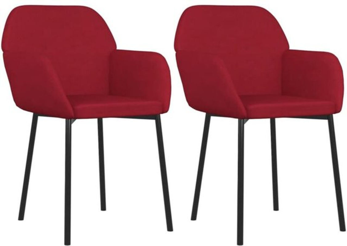 Set aus 2 Esszimmerstühlen von vidaxl in Weinrot aus Samt mit Metall- und Holzgestell im modernen Design - Bild 1