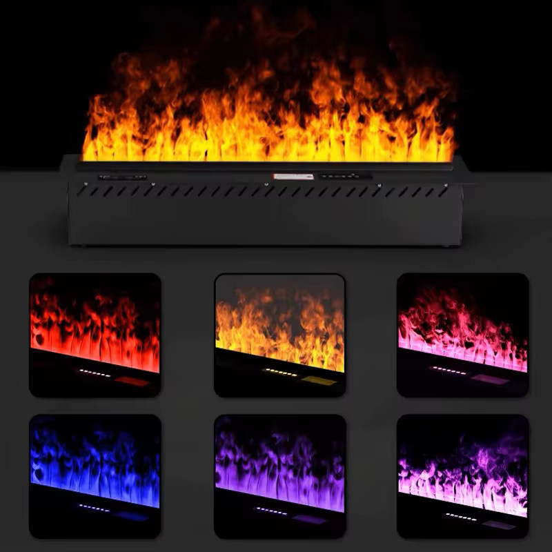 AFLYEVER 3D-Wasserdampf-Elektrokamin in Schwarz mit Edelstahl-Design, Fernbedienung und App-Steuerung, B/T/H: 120 x 20 x 13 cm - Bild 2