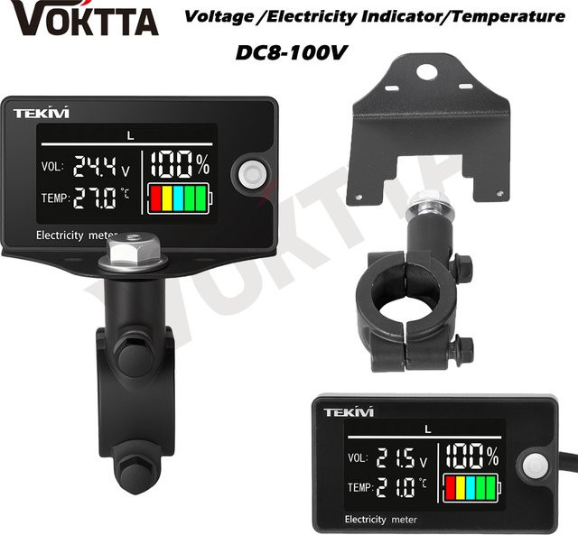 Voktta Digitales DC Spannungsmessgerät mit LCD-Farbbildschirm für 8–100 V zur Messung von Spannung, Leistung und Strom für Lithium-Eisen- und Säure-Batterien - Bild 1