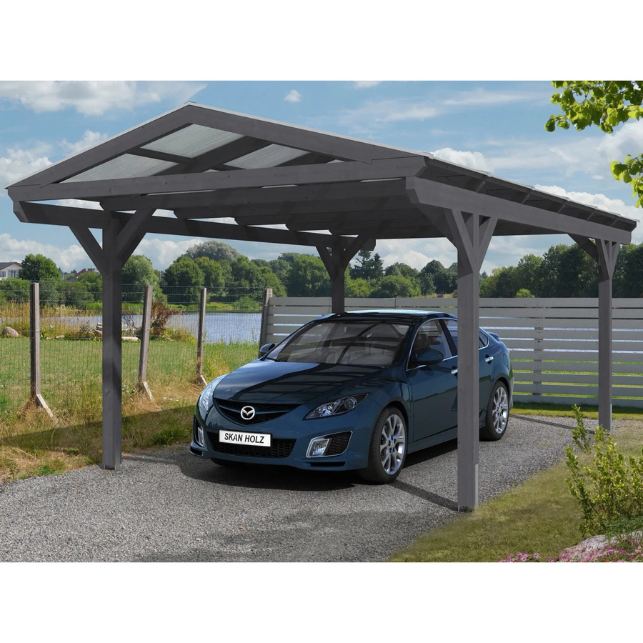 Skan Holz Carport Wendland Schiefergrau B/T: 362 x 648 cm - Bild 2