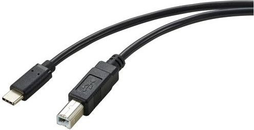 Renkforce USB 2.0 Kabel mit USB-C Stecker und USB-B Stecker, 2,00 m, Schwarz, RF-5720420 - Bild 1