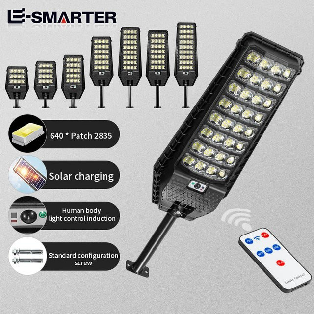 ESMARTER Solar LED Außenleuchte mit Bewegungssensor, wasserdichte Gartenlampe für Hof und Wand, Schwarz - Bild 1