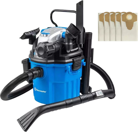 Vacmaster 18 Nass- und Trockensauger in Blau mit Fernbedienung, Beutelset und Gebläsefunktion