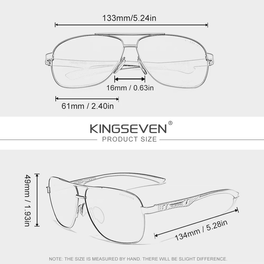 KINGSEVEN Sonnenbrille, Vollrand, Metall, Schwarz, Unisex, polarisiert - Bild 2