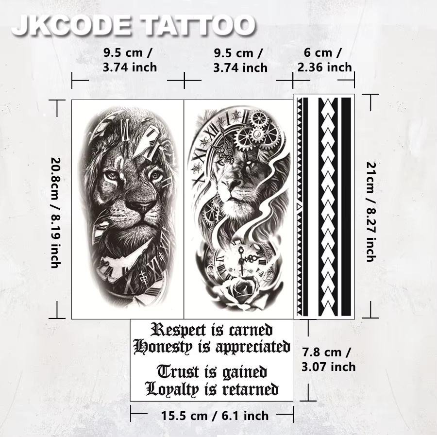 JKCODE TATTOO Temporäre Tattoo-Aufkleber, 4 Stück, Herren - Bild 3