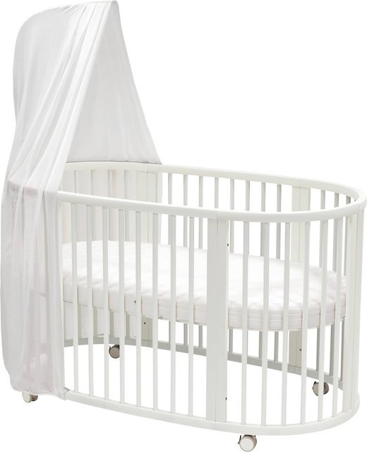 Stokke Sleepi Bundle Babybett in Weiss mit Matratze, Spannbetttuch und Himmelstange aus Buchenholz, B/T/H: 136,4 x 69,8 cm - Bild 1