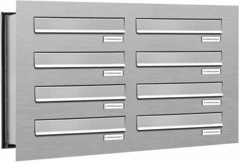 AL Briefkastensystem für 8 Parteien, Mauerdurchwurf, silberfarben, B/T/H: 76,8 x 48,0 x 46,0 cm - Bild 1