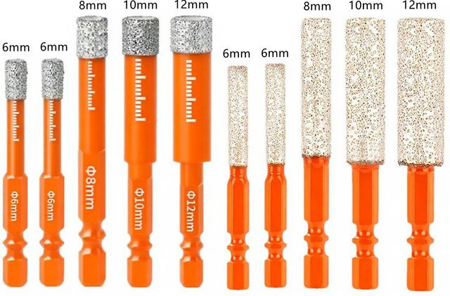 RSMXYO 10er Set Hex Diamant Trockenbohrer Bits zum Lochvergrößern und Granitbohren, Durchmesser: 6 mm, 8 mm, 10 mm, 12 mm - Bild 1