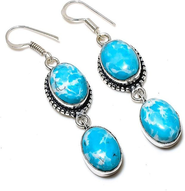 Madonnajewels Ohrring 925 Silber, Larimar, Damen - Bild 1
