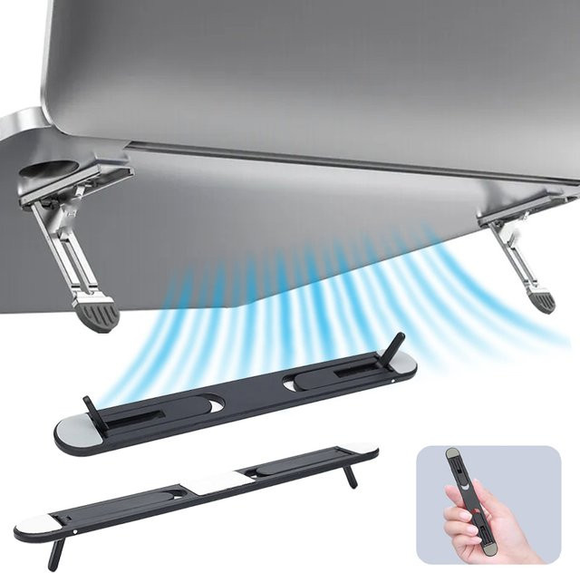 Fomscvka Universeller Laptop-Ständer in Schwarz als tragbare Kühlhalterung für Macbook Pro Air, Lenovo und Samsung Notebooks - Bild 1