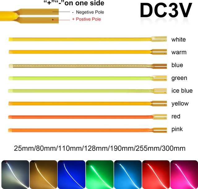 HEGEHE Flexible COB LED Filament Lampe DC 3V in Rot, Blau oder Grün - Bild 1