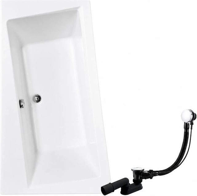 KOLMAN Eckbadewanne aus Acryl in Weiß, linksseitig mit Styroporverkleidung, Ablauf und Füßen, B/T: 150 x 90 cm - Bild 1