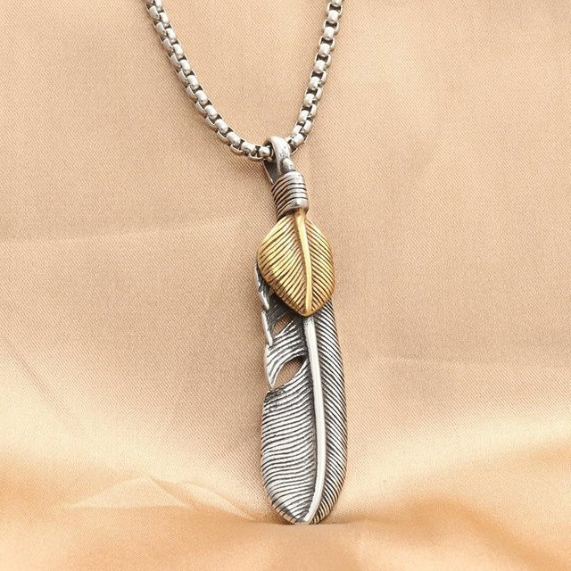 YIRAN Jewelry Anhänger Feder, Adler, beige, Herren - Bild 1