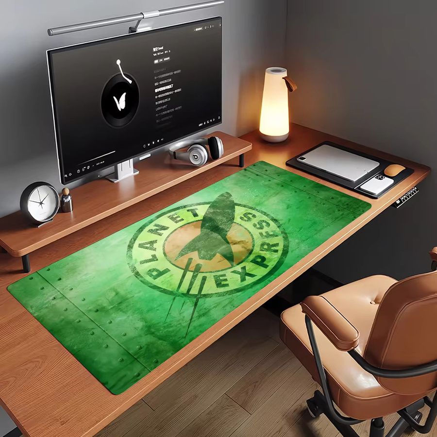 Futurama Mauspad mit Cartoon-Motiv in Grün, rutschfeste Gamer-Schreibtischunterlage aus Gummi für Laptop und Büro - Bild 2