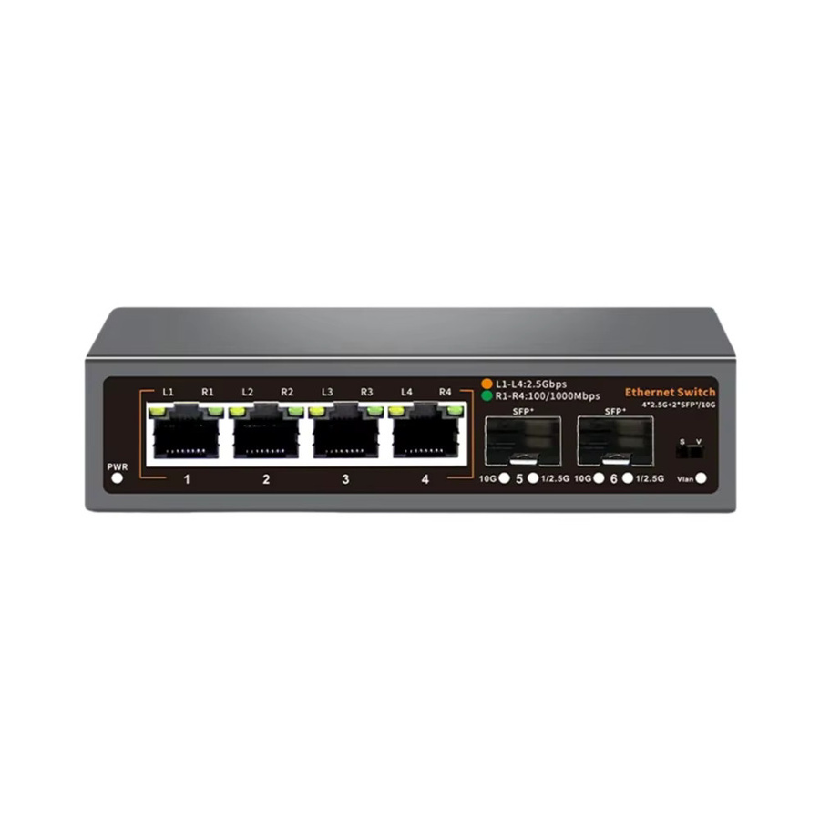 Hisource Unmanaged Ethernet Switch mit 4-Port 2.5G LAN und 2-Port 10G SFP+ in Schwarz - Bild 5