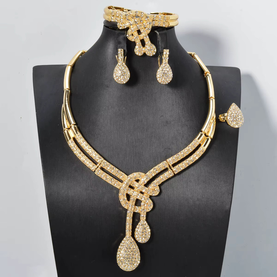 Schmuck-Set 18 Karat vergoldet, Zirkonia, Gold, Unisex - Bild 2