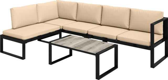 Outsunny 4-teiliges Gartenmöbel-Set in Khaki mit Metallrahmen und Texteline-Mesh für Balkon und Garten - Bild 1