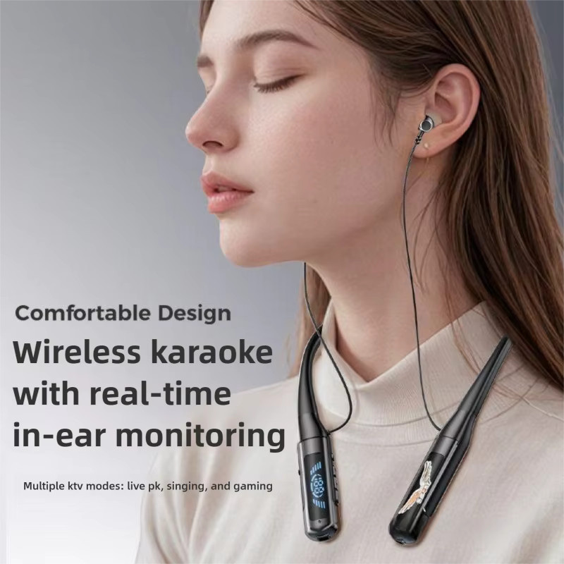 Sunffice Kabellose Bluetooth-Kopfhörer mit Nackenbügel in Schwarz, Semi-In-Ear mit Dual-Modus und TF-Kartenslot - Bild 2