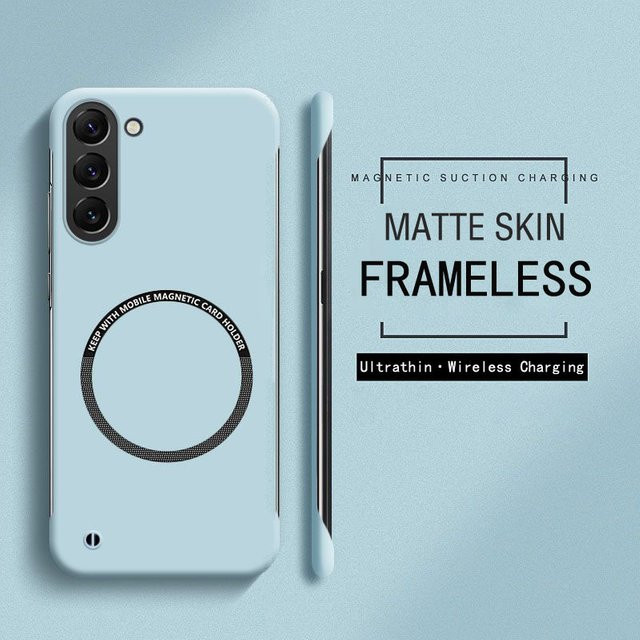 Rahmenlose magnetische Schutzhülle in matter Optik für Samsung Galaxy A33 A34 A54 A35 A55 A16 A56 aus hartem PC, Farben: Schwarz und Blau - Bild 1