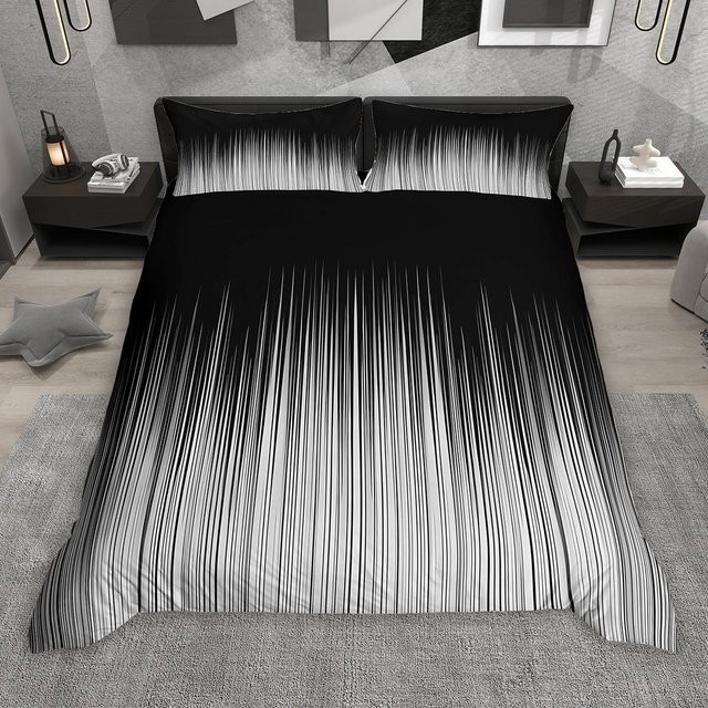 Homewish Bettwäsche-Set Gradient Lines aus Mikrofaser in Schwarz, 3-teilig, B/H: 230 x 220 cm - Bild 1