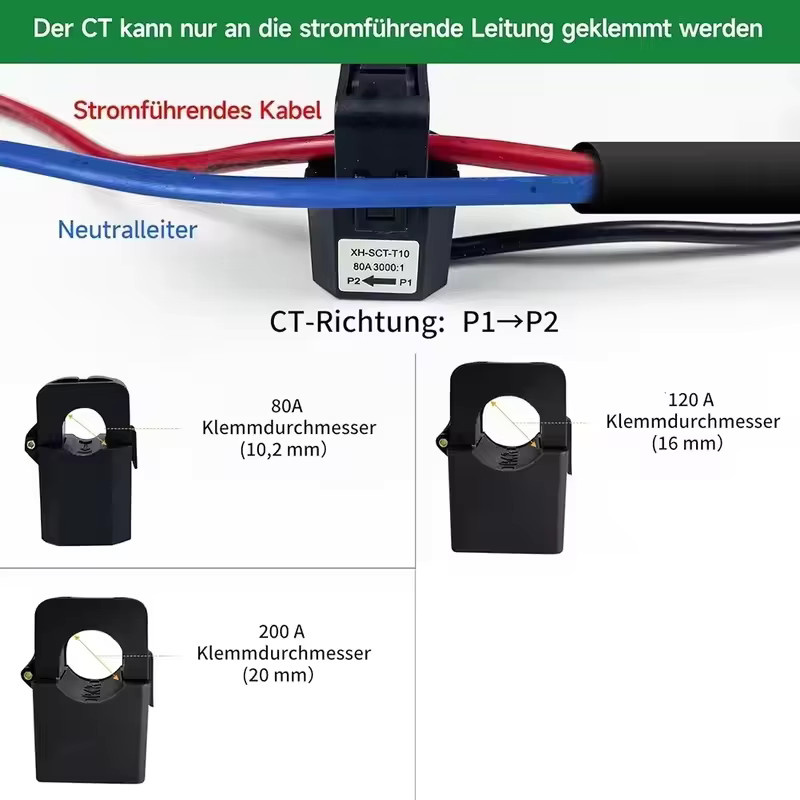 Tuya WiFi 3-Phasen-Stromzähler mit 3CTs Relais, bidirektionaler KWH-Energie-Monitor, Farbe: Weiß - Bild 3