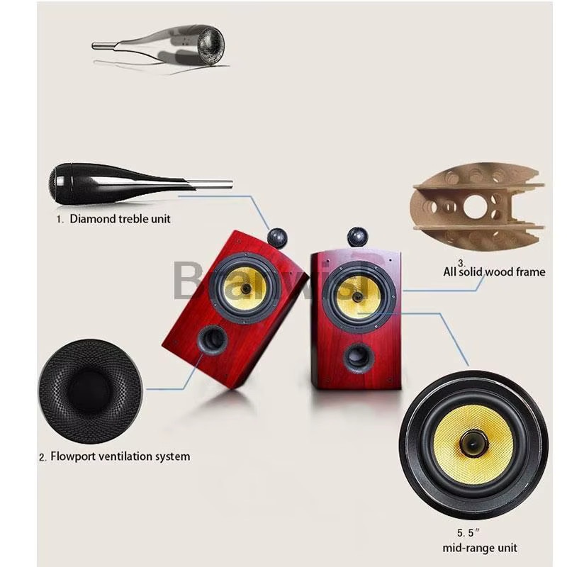 Branwish Passiver 2-Wege HiFi Regallautsprecher in Braun, 5,5 Zoll Monitorlautsprecher mit 75-150W für Heimkino und Studio - Bild 4