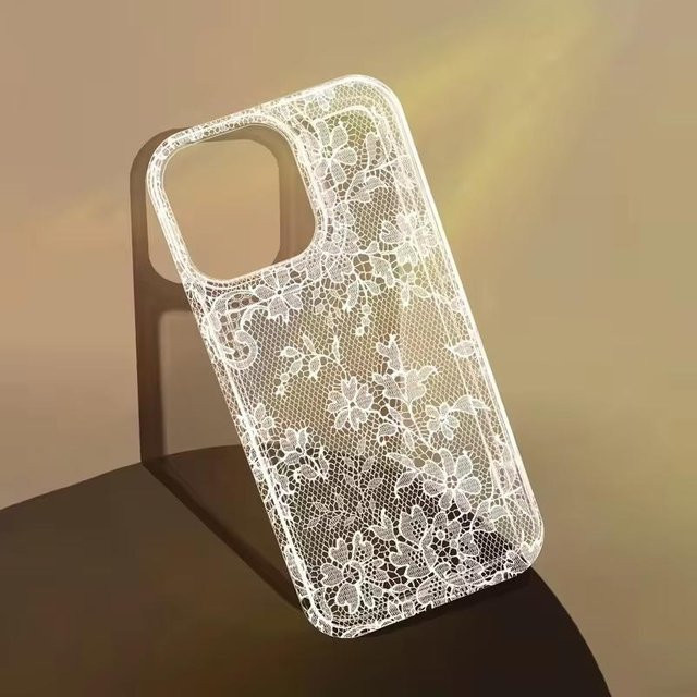 Transparente Handyhülle mit weißem Spitzenmuster für Apple iPhone 11 bis iPhone 17 Pro Max und SE2 - Bild 1