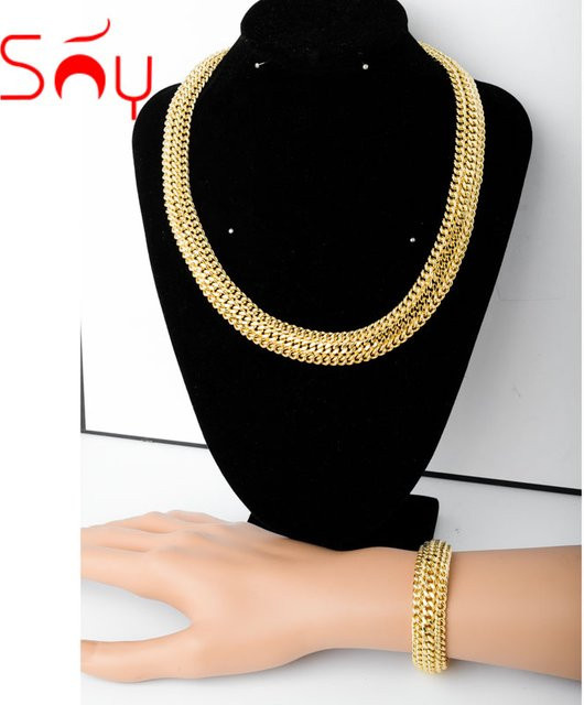 sny Schmuckset Halskette, Armband, Gold, Messing, Unisex - Bild 1