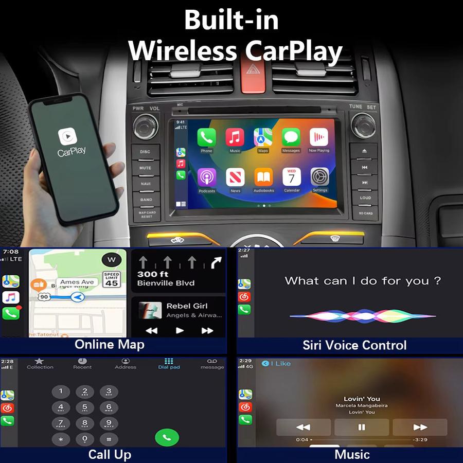 CHSTEK Android Auto Radio für Toyota Auris E150 und Corolla Levin 2006-2012 mit Carplay, GPS, WIFI und Bluetooth in Schwarz - Bild 1