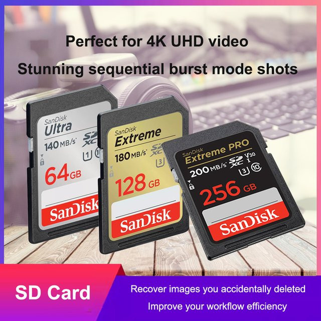 SanDisk SD Speicherkarte in Schwarz mit V30 und 4K Video Unterstützung - Bild 1