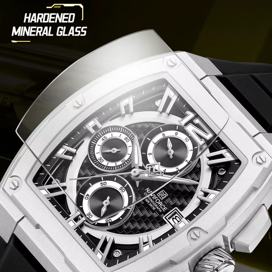 NAVIFORCE Chronograph Armbanduhr, Quarz, Silikonband, Schwarz, Herren - Bild 5
