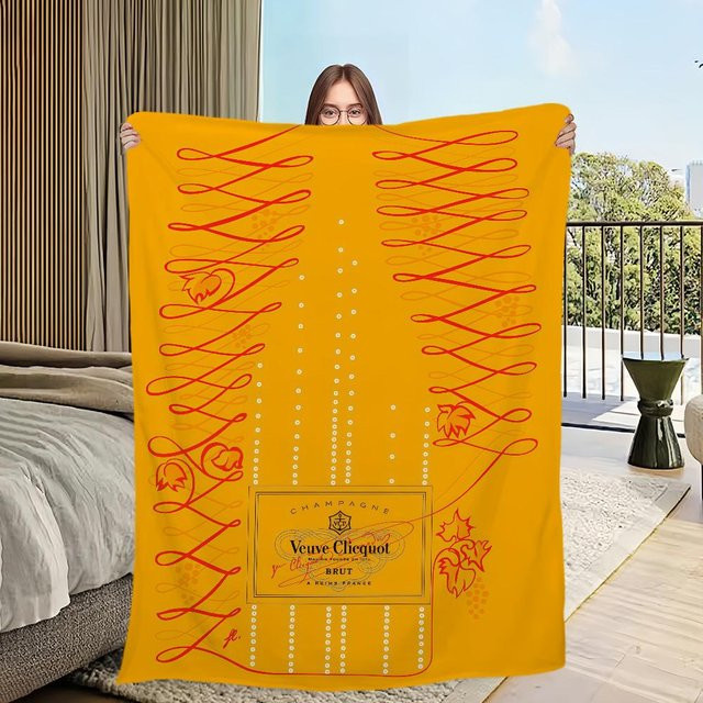 Veuve Clicquot Flanell-Plüschdecke Gelb, weiche und warme Decke für Bett und Sofa, Breite: 203,2 cm, Tiefe: 152,4 cm - Bild 1