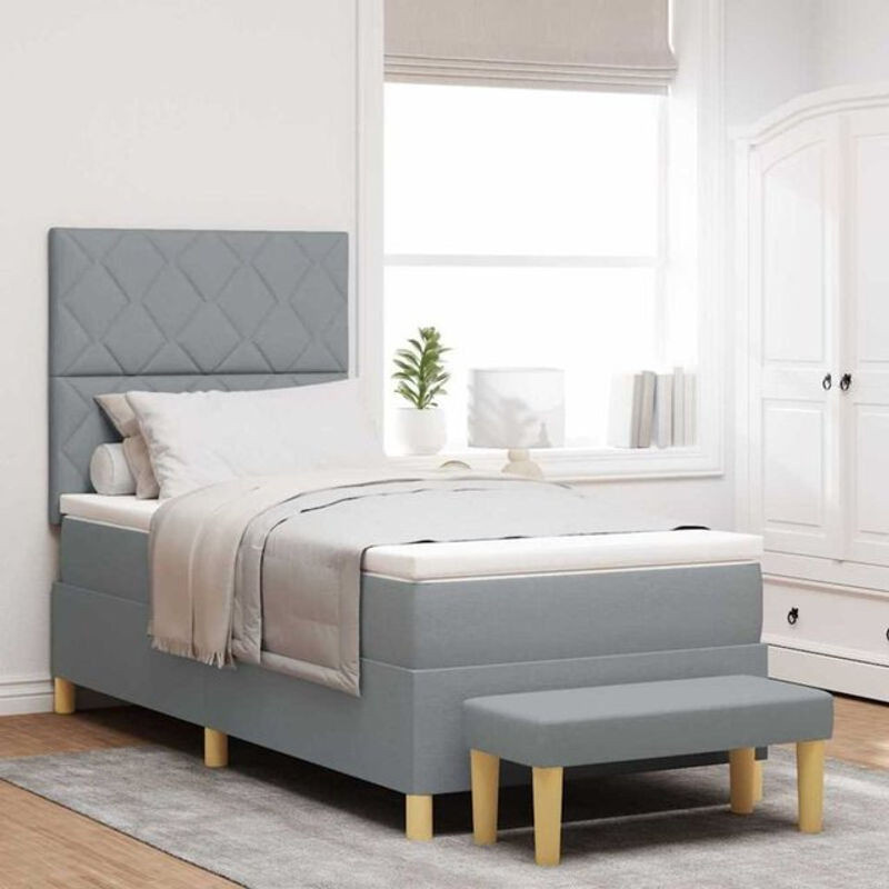 Modernes Boxspringbett mit Matratze von vidaXL in Grau aus Stoff und Holzwerkstoff, B/T: 100 x 200 cm - Bild 1