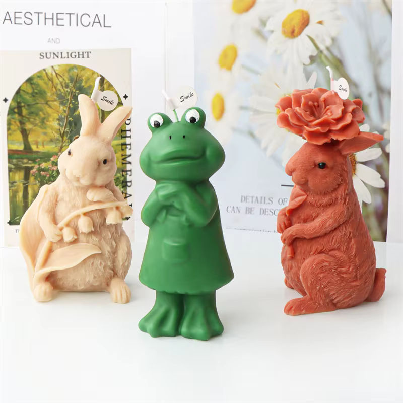 3D Kaninchen Silikonform für Kerzen, Fondant und Gips zur Osterdekoration, mehrfarbig - Bild 2