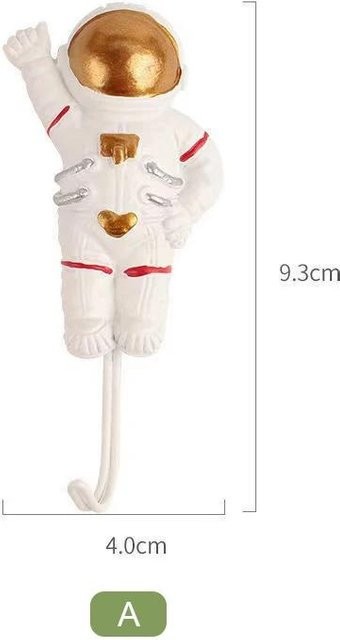 XYNN Cartoon-Astronauten Wandhaken aus Kunststoff, weiß, B/H/T: 9,5 x 4,0 x 3,5 cm - Bild 1