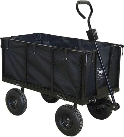BERLINLODGE Bollerwagen All Black in Schwarz mit Gitterauflage, Volumen: 205 l, Traglast: 550 kg, H x B x T: 96 x 53 x 105 cm