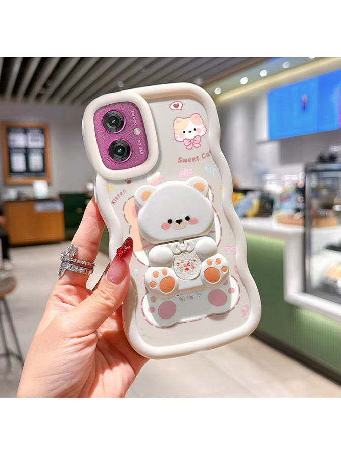 Silikon Handyhülle mit Wellenform und süßem Katzenmotiv für Motorola G71S G64 G60 G82 G54 Power G56 G86 G84 G53 G75 G45 G40 in Lila - Bild 3