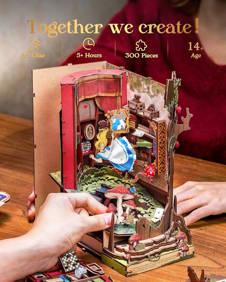 Robotime Rolife Fall into Wonder DIY Book Nook Kit, 3D Holzpuzzle, mit Lichtern, ab 14 Jahren - Bild 5
