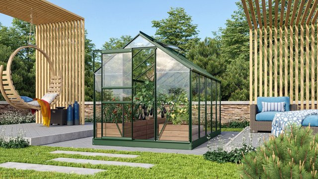 Vitavia Gewächshaus Venus 6200 in Smaragd Grün mit ESG-Glas und Schiebetür - Bild 1